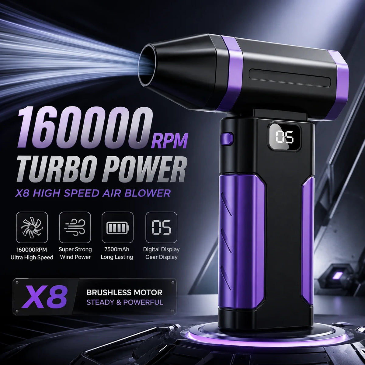 X8 Turbo Cordless Air Blower – 160,000 RPM