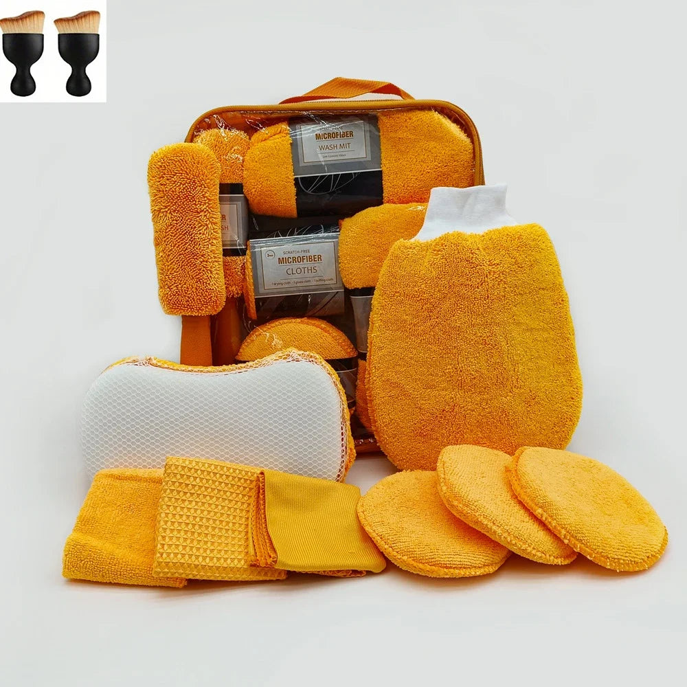 11-Piece Car Cleaning Kit – Brushes, Mitts & Towels