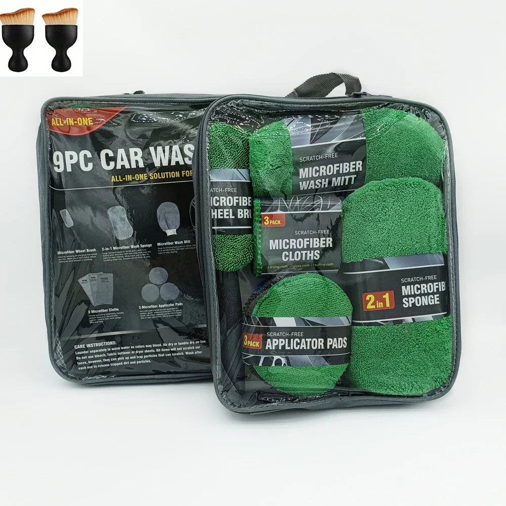 11-Piece Car Cleaning Kit – Brushes, Mitts & Towels