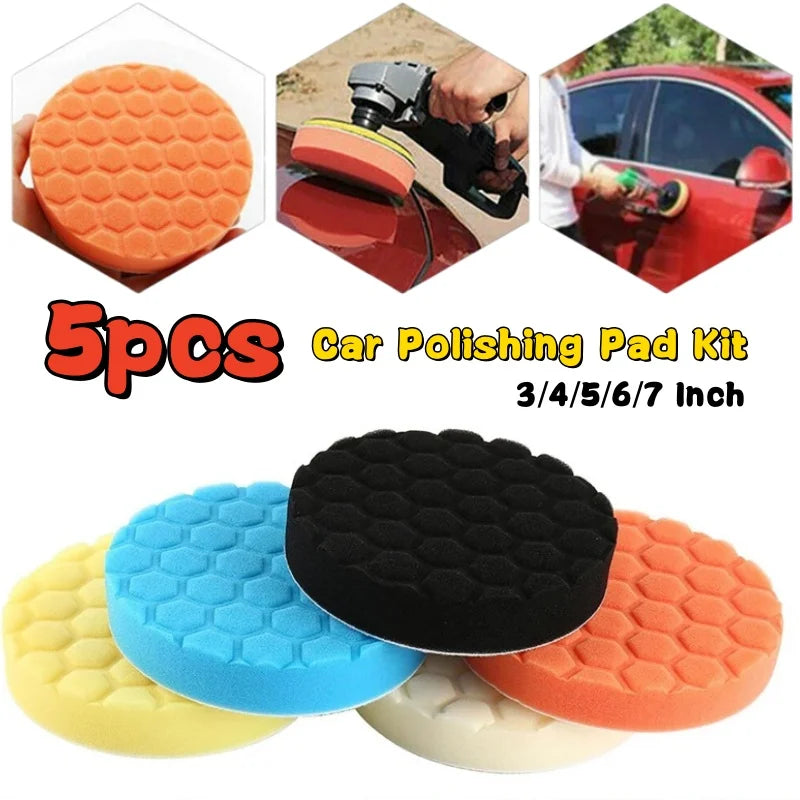 Car Polishing Pad Kit – 5 Foam Pads for Drill Polisher
