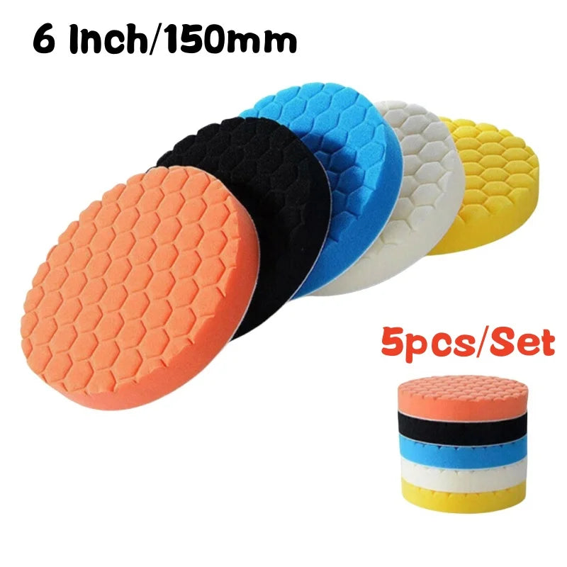 Car Polishing Pad Kit – 5 Foam Pads for Drill Polisher