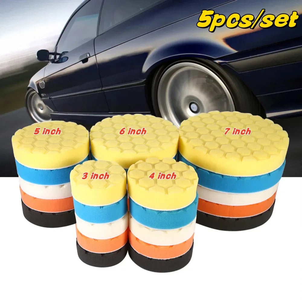 Car Polishing Pad Kit – 5 Foam Pads for Drill Polisher