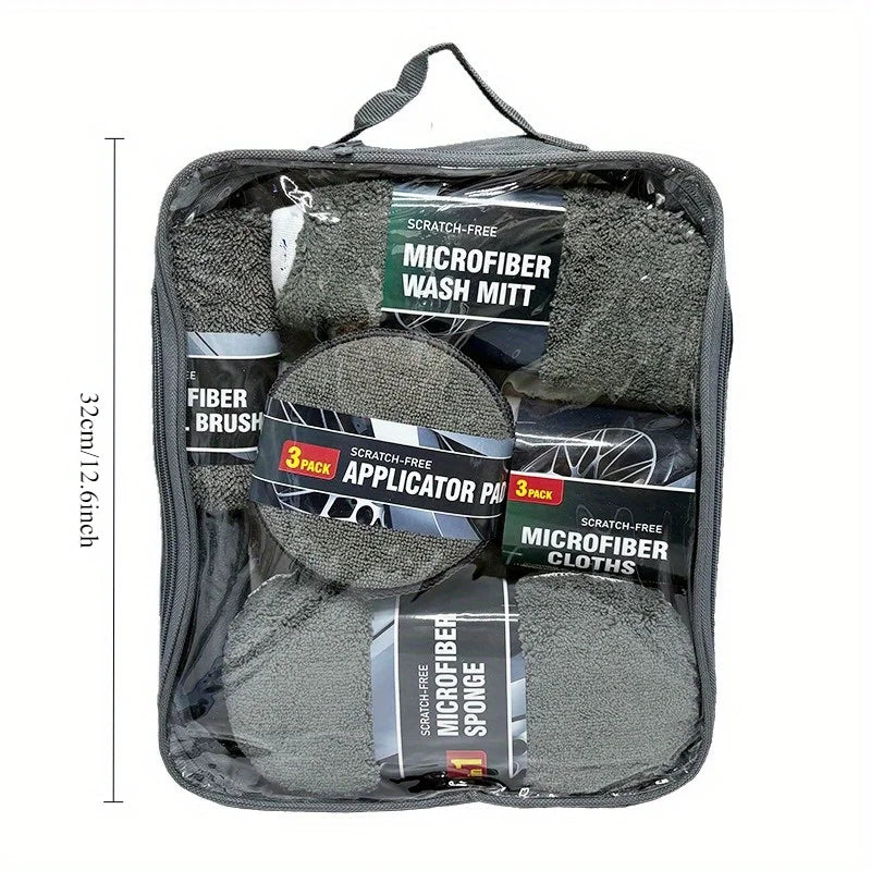 11-Piece Car Cleaning Kit – Brushes, Mitts & Towels